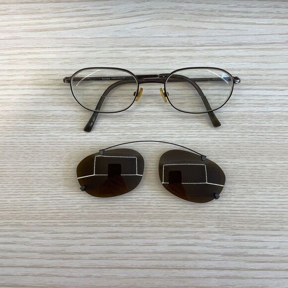 Titan 1 Europa International Glasses Clip On‎ Sunglasses - Brown Frame - Picture 1 of 8